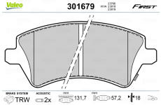 Sada brzdových destiček, kotoučová brzda VALEO 301679