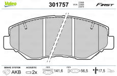 Sada brzdových platničiek kotúčovej brzdy VALEO 301757