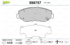 Sada brzdových destiček, kotoučová brzda VALEO 598757