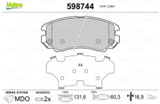 Sada brzdových platničiek kotúčovej brzdy VALEO 598744
