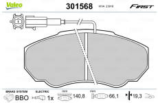 Sada brzdových destiček, kotoučová brzda VALEO 301568