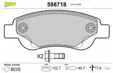 Sada brzdových destiček, kotoučová brzda VALEO 598718