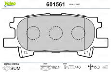 Sada brzdových destiček, kotoučová brzda VALEO 601561