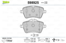 Sada brzdových platničiek kotúčovej brzdy VALEO 598925