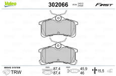 Sada brzdových destiček, kotoučová brzda VALEO 302066