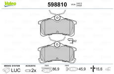 Sada brzdových platničiek kotúčovej brzdy VALEO 598810