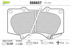 Sada brzdových destiček, kotoučová brzda VALEO 598857