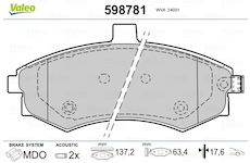Sada brzdových destiček, kotoučová brzda VALEO 598781
