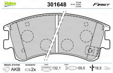 Sada brzdových destiček, kotoučová brzda VALEO 301648