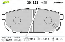 Sada brzdových destiček, kotoučová brzda VALEO 301823