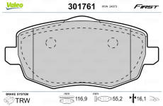 Sada brzdových destiček, kotoučová brzda VALEO 301761