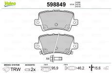 Sada brzdových destiček, kotoučová brzda VALEO 598849
