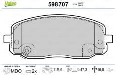 Sada brzdových destiček, kotoučová brzda VALEO 598707