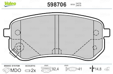 Sada brzdových destiček, kotoučová brzda VALEO 598706