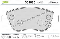 Sada brzdových destiček, kotoučová brzda VALEO 301825