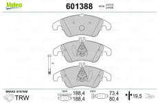 Sada brzdových destiček, kotoučová brzda VALEO 601388