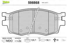Sada brzdových destiček, kotoučová brzda VALEO 598868