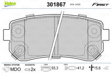Sada brzdových destiček, kotoučová brzda VALEO 301867