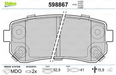 Sada brzdových destiček, kotoučová brzda VALEO 598867