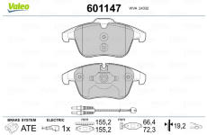 Sada brzdových destiček, kotoučová brzda VALEO 601147