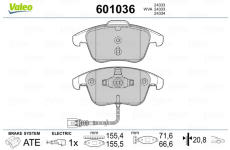 Sada brzdových destiček, kotoučová brzda VALEO 601036