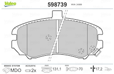 Sada brzdových destiček, kotoučová brzda VALEO 598739