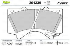 Sada brzdových destiček, kotoučová brzda VALEO 301339