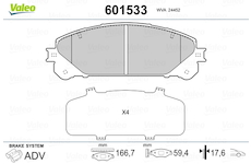 Sada brzdových destiček, kotoučová brzda VALEO 601533