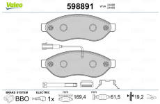 Sada brzdových destiček, kotoučová brzda VALEO 598891