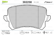 Sada brzdových destiček, kotoučová brzda VALEO 302258