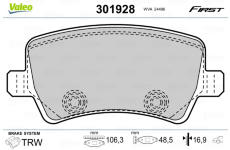 Sada brzdových destiček, kotoučová brzda VALEO 301928
