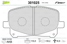Sada brzdových platničiek kotúčovej brzdy VALEO 301025