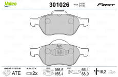 Sada brzdových destiček, kotoučová brzda VALEO 301026