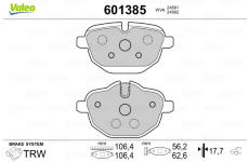 Sada brzdových destiček, kotoučová brzda VALEO 601385