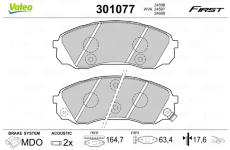 Sada brzdových destiček, kotoučová brzda VALEO 301077