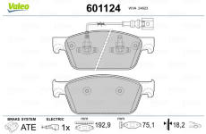 Sada brzdových destiček, kotoučová brzda VALEO 601124