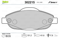 Sada brzdových platničiek kotúčovej brzdy VALEO 302215