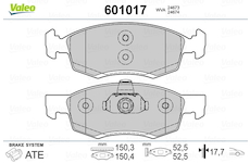 Sada brzdových destiček, kotoučová brzda VALEO 601017