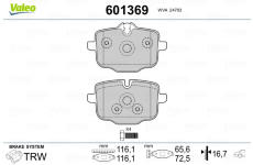 Sada brzdových destiček, kotoučová brzda VALEO 601369