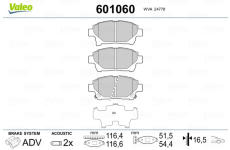 Sada brzdových destiček, kotoučová brzda VALEO 601060