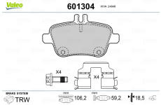 Sada brzdových platničiek kotúčovej brzdy VALEO 601304