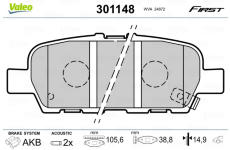 Sada brzdových platničiek kotúčovej brzdy VALEO 301148