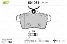 Sada brzdových destiček, kotoučová brzda VALEO 601061