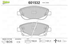 Sada brzdových destiček, kotoučová brzda VALEO 601532