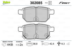Sada brzdových destiček, kotoučová brzda VALEO 302085