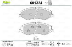 Sada brzdových destiček, kotoučová brzda VALEO 601324