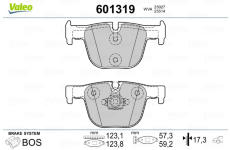 Sada brzdových destiček, kotoučová brzda VALEO 601319