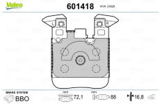 Sada brzdových destiček, kotoučová brzda VALEO 601418