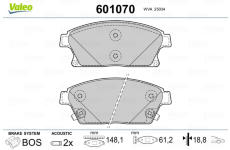 Sada brzdových destiček, kotoučová brzda VALEO 601070