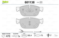 Sada brzdových destiček, kotoučová brzda VALEO 601138